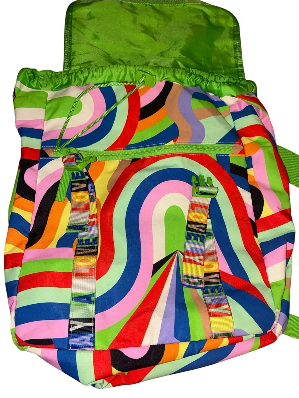 H&M Lakwena children's backpack featuring a vibrant, multicolored 